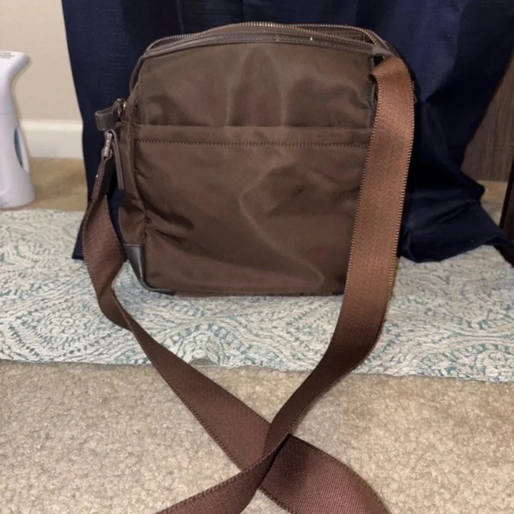Men's Brown Nylon Messenger Bag with Adjustable Strap